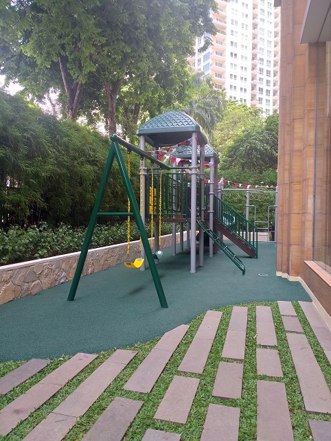 Outdoor playground and BBQ area